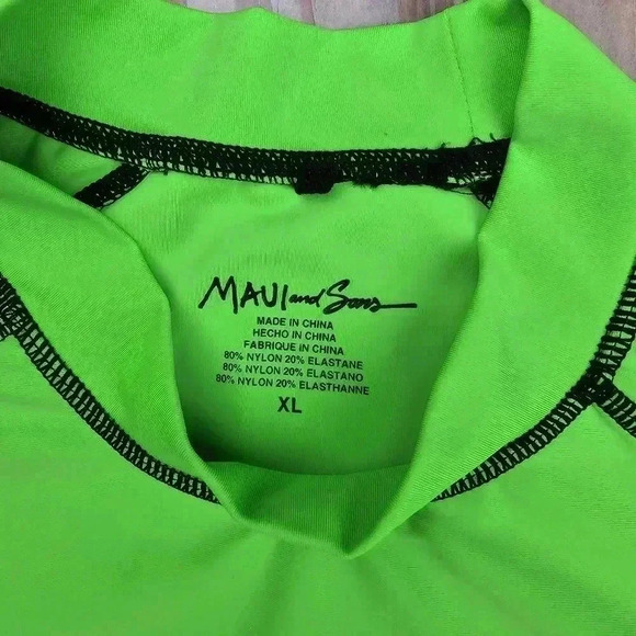 NWOT Maui And Sons Rash guard Men SPF 50+ Swim shirt green # MRG 1610 XL - Picture 6 of 7